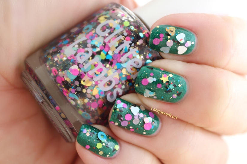 Pinata Candy over one of my favorite greens, Honor by Zoya! This glitter topper is totally loaded!