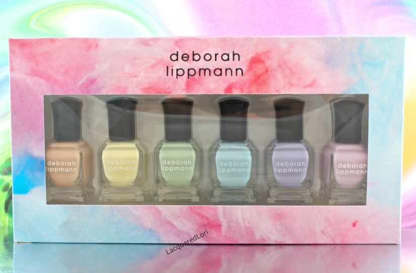 A sweet new Deborah Lippmann collection for February 2106, (available now) Sweets For My Sweet! These gorgeous pastel cremes are Limited Edition. In this cute pastel cotton candy design box, from left, are: Sugar, Sugar, Lemon Drop, Sweet Pea, My Boy Lollipop, All Day Sucker and Candy Girl. Each bottle is 8 ml/.27 fl. oz.