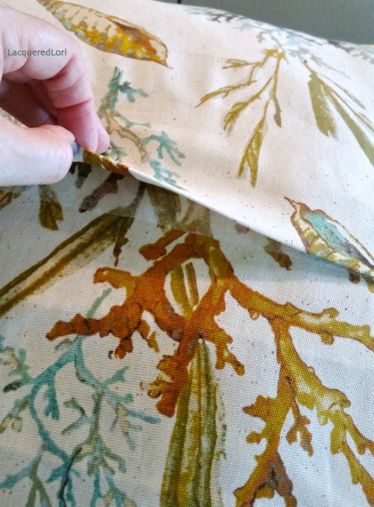 This is where I bonded the front large fold. Don't worry, you can either iron the web with pillow in place, or leaving one end open (the one you will whip stitch) and iron in place.