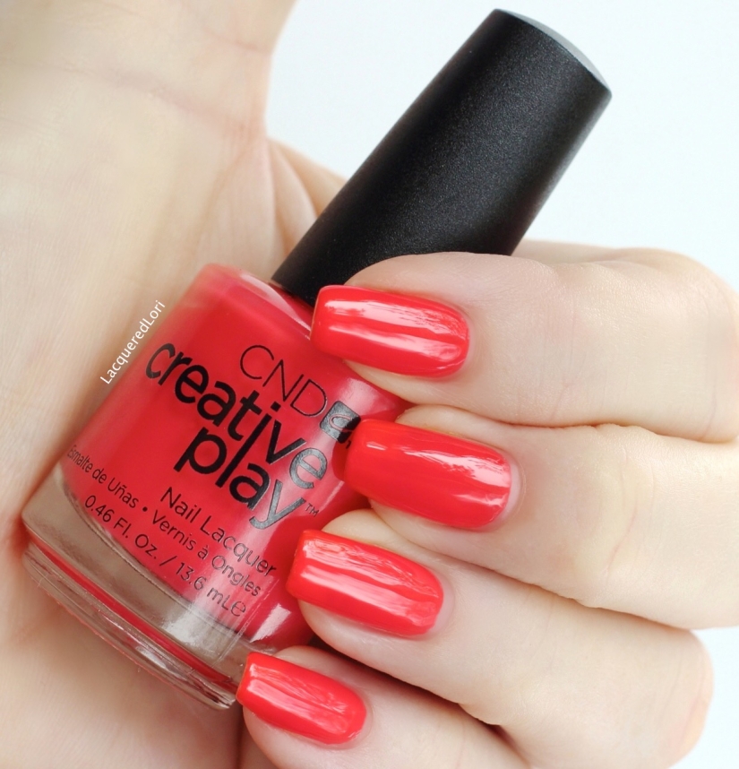 CND Creative Play™ Mango About Town is a dreamy creamy deep coral, or Mango if you will! Here it is in two easy coats.